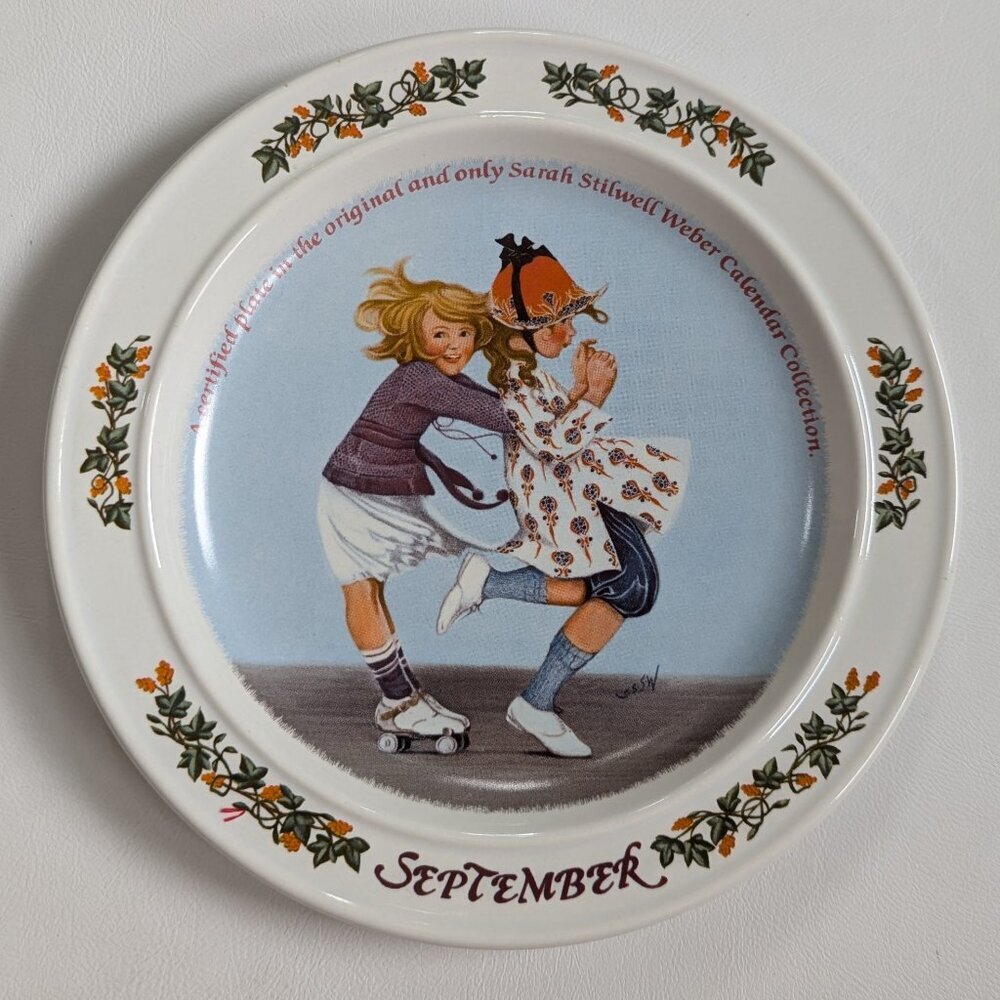 Sara Stilwell Webber Calendar Collections Plate September By Newell Pottery 1984
